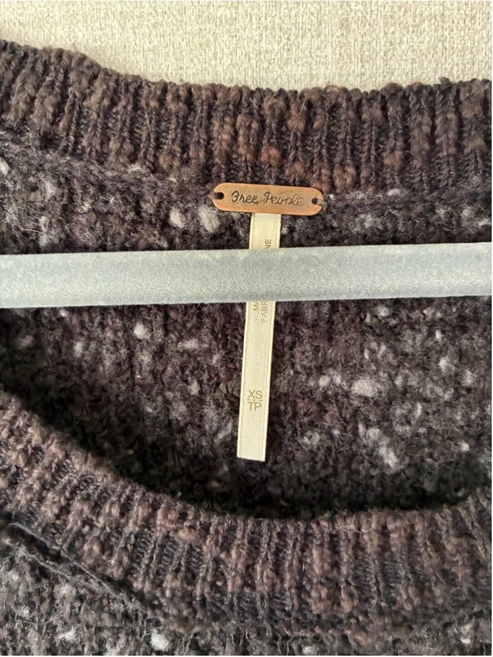 Free People Charcoal White Speckled Crew Neck Sweater XS - Picture 3 of 5